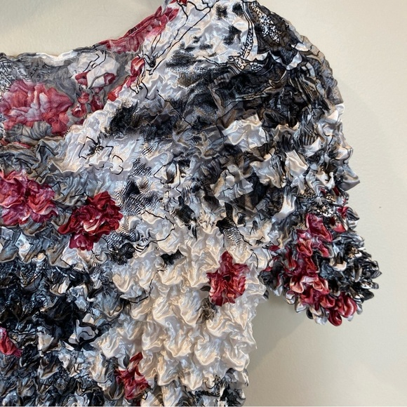 Popcorn Bubble Scrunchie Shirt Y2K OS Black Red White - Picture 2 of 4